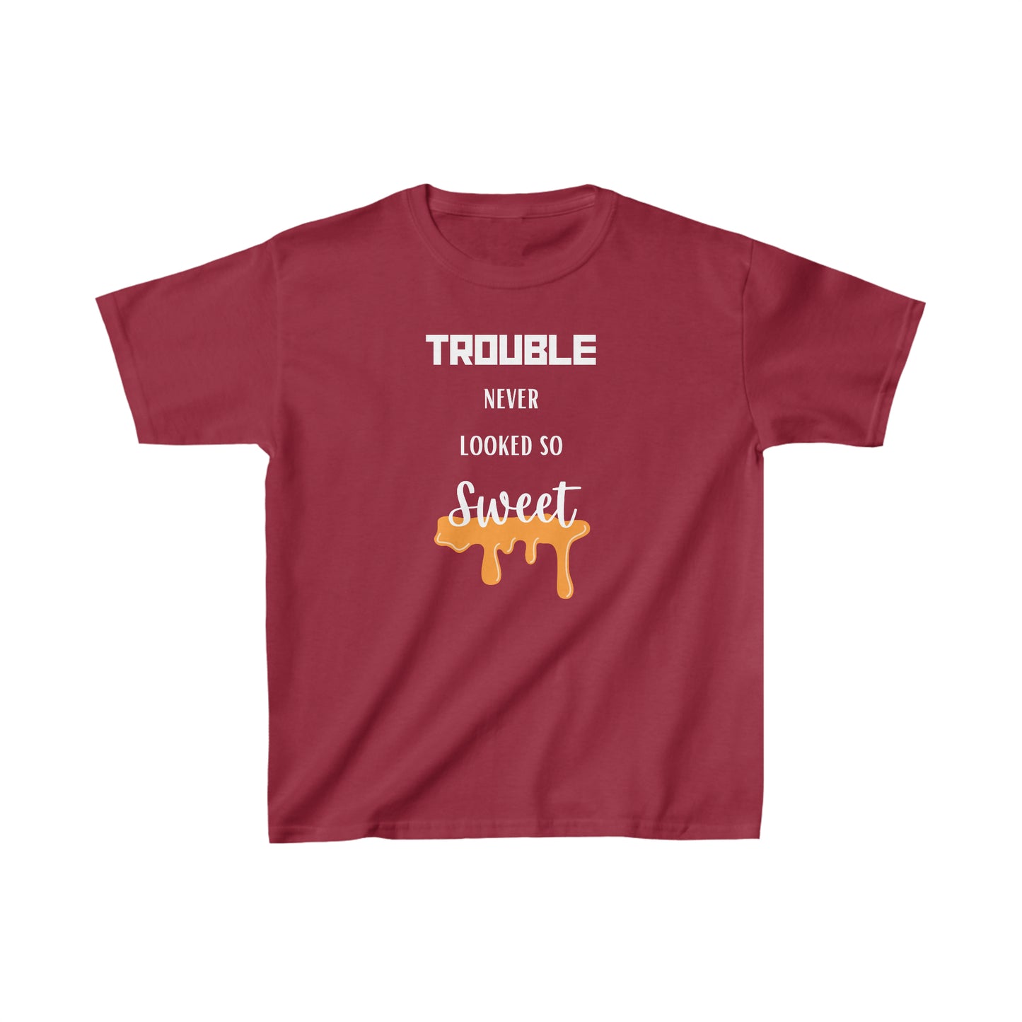 Trouble Never Looked So Sweet (white letters) Kids Heavy Cotton™ Tee