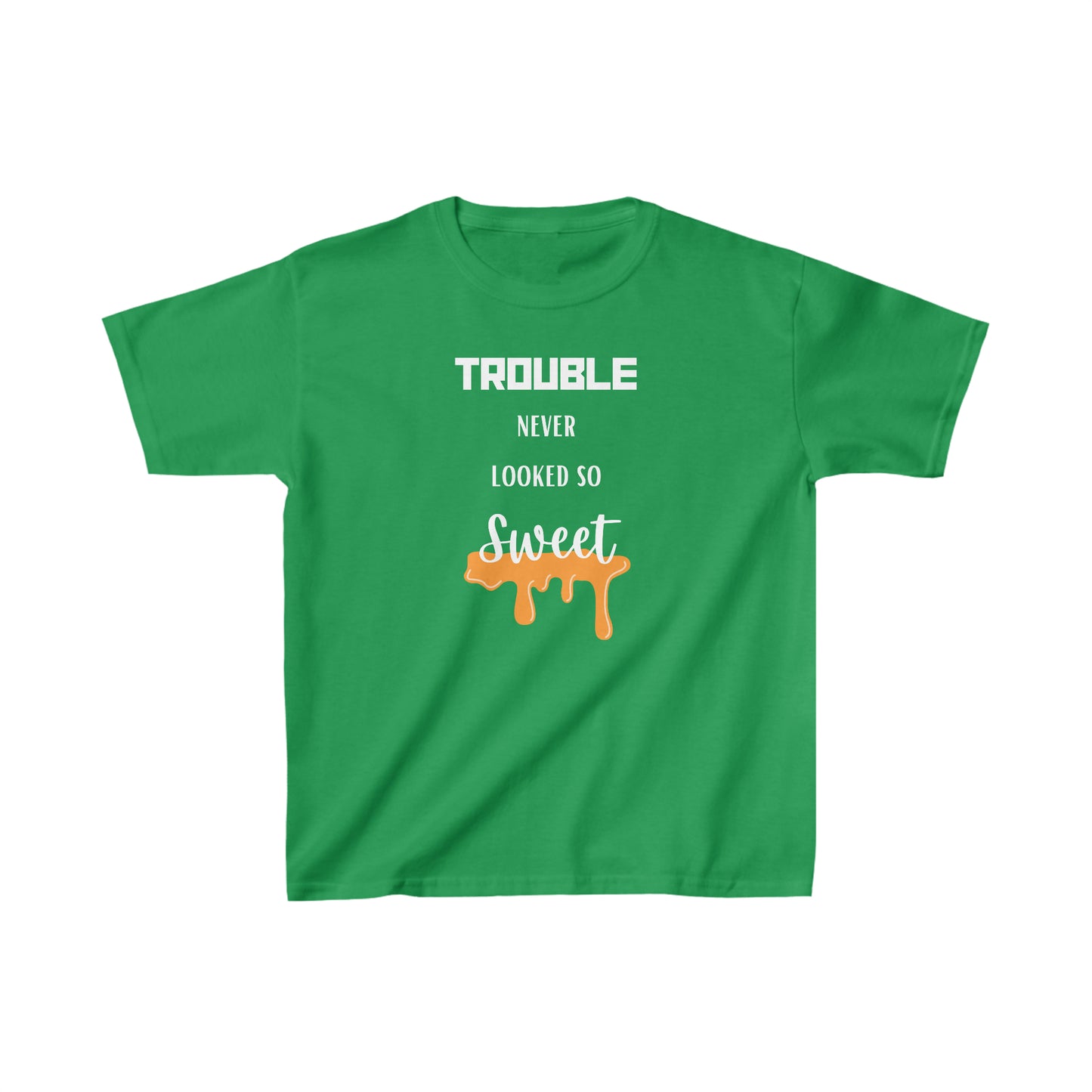 Trouble Never Looked So Sweet (white letters) Kids Heavy Cotton™ Tee