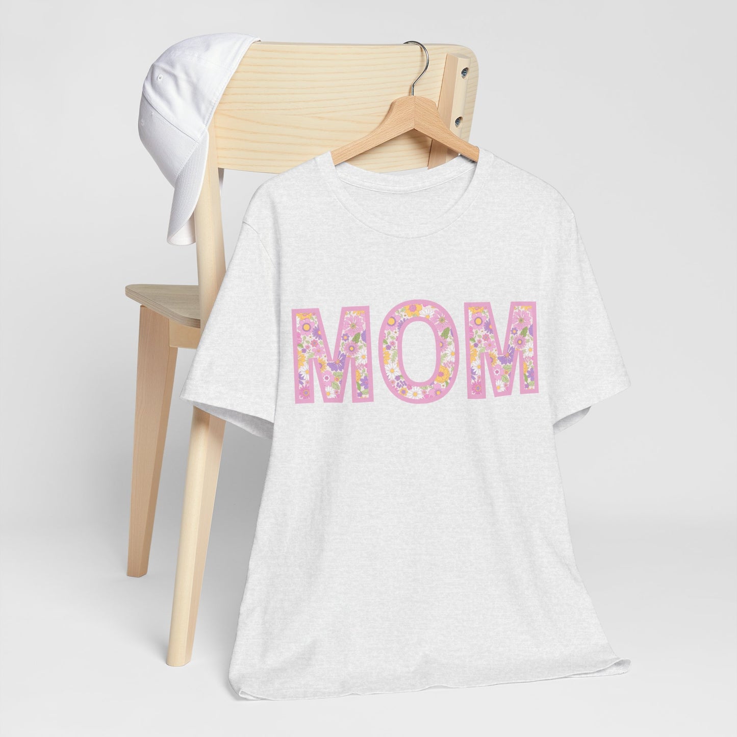 Mom (flower letters) Jersey Short Sleeve Tee