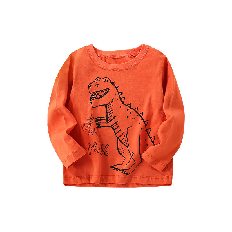 Baby Boy Cartoon Dinosaur Print Pattern Western Style Cute Shirt-0