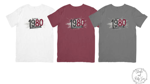 Class of 1980 in the t-shirt colors available