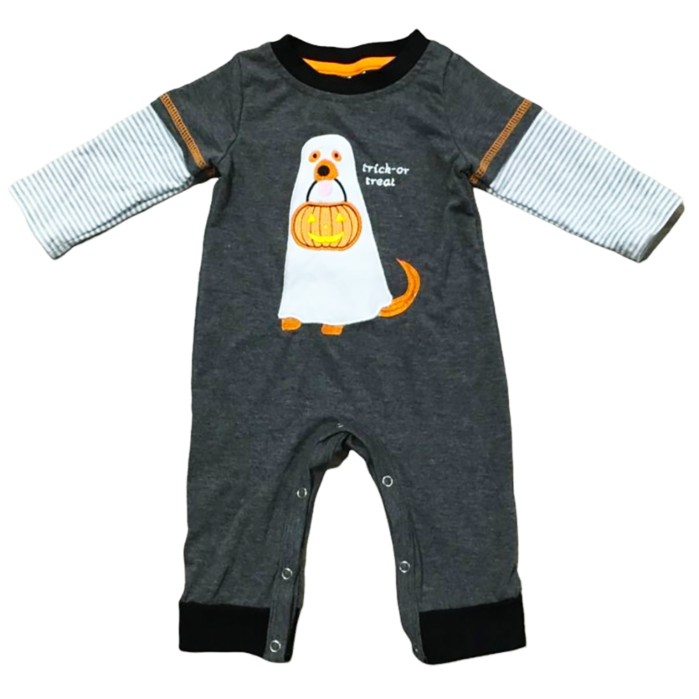 Halloween Ghost Dog Trick or Treat  Baby Toddler Boys Romper-3