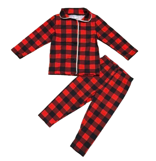 Red & Black Plaid  2 piece Pajamas