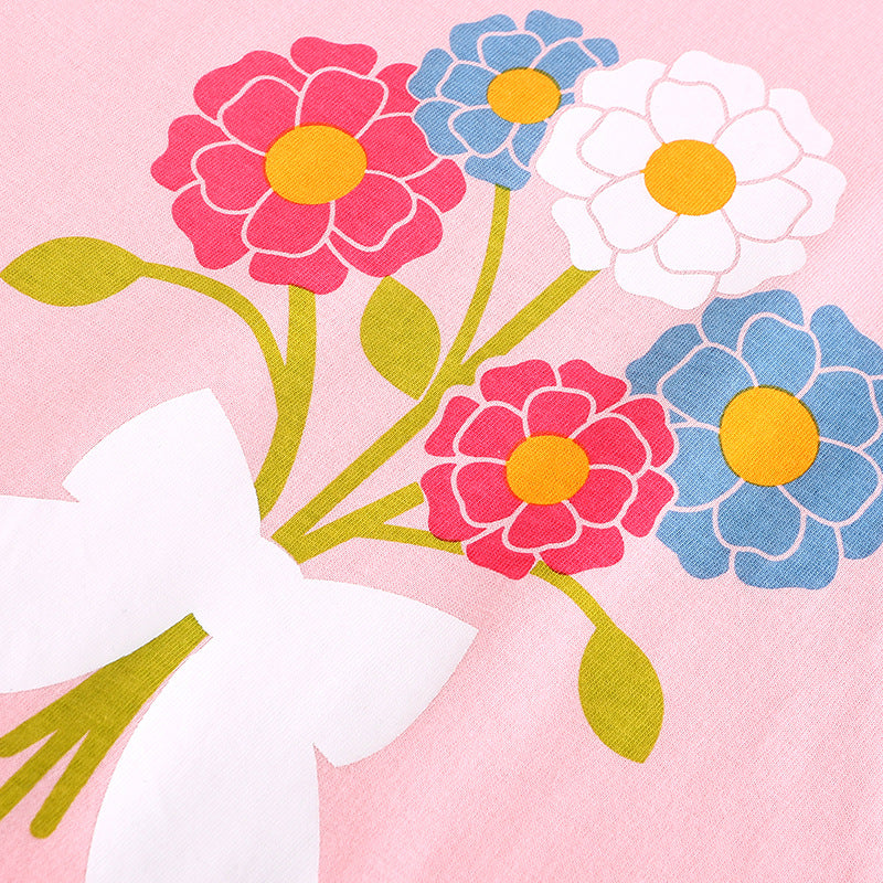 Baby Girl Floral Pattern Crewneck T-Shirt Summer Clothing Sets-10