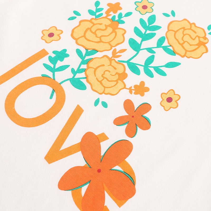 Baby Girl Floral Pattern Crewneck T-Shirt Summer Clothing Sets-12