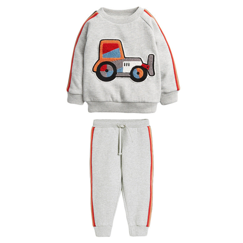 Truck Pattern Side Striped Design Hoodie & Sweatpants