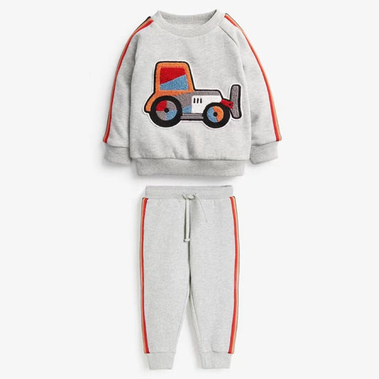 Truck Pattern Side Striped Design Hoodie & Sweatpants