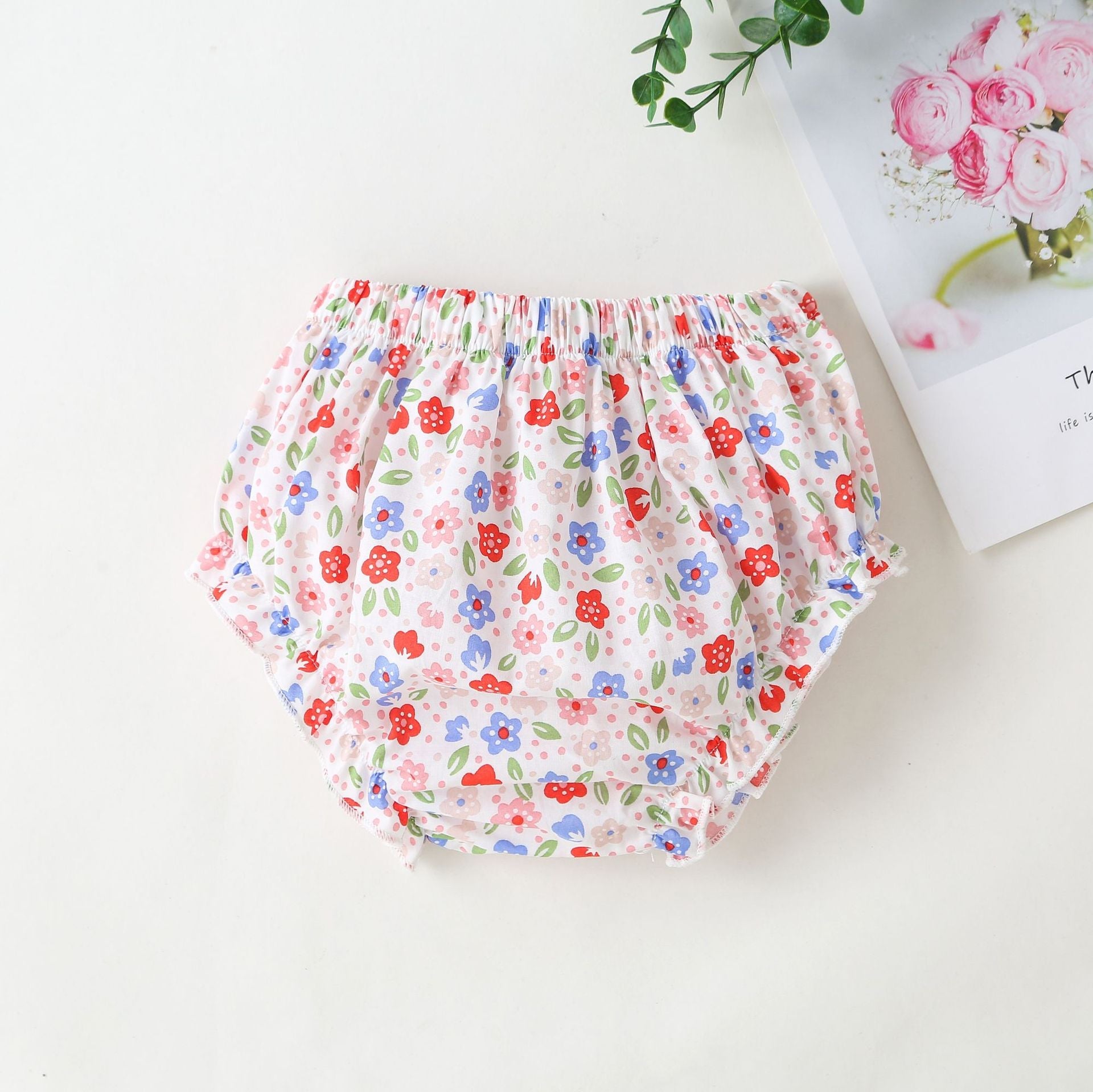 Baby Girls Floral Print Pattern With Bow Tie Design Round Collar Sleeveless Princess Newborn Onesies Dress-4