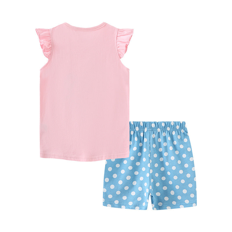 Baby Girl Floral Pattern Crewneck T-Shirt Summer Clothing Sets-5