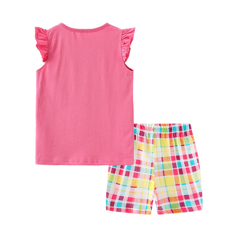 Baby Girl Floral Pattern Crewneck T-Shirt Summer Clothing Sets-8