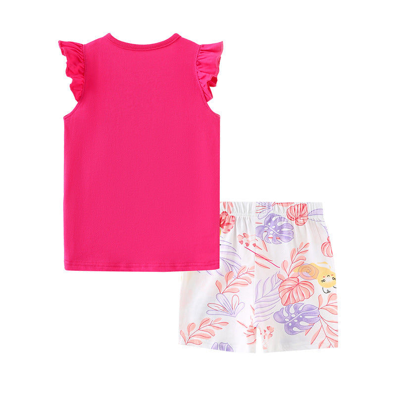 Baby Girl Floral Pattern Crewneck T-Shirt Summer Clothing Sets-9
